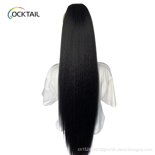 30 32 40 inch Kanekalon high temperature fiber synthetic hair ponytail, tangle free long synthetic ponytail extensions in stock